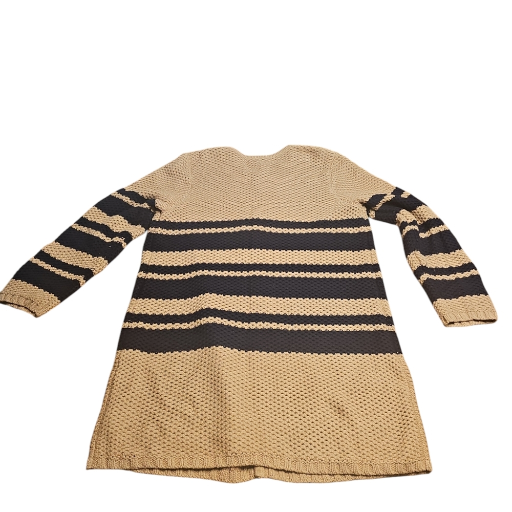 Nwt Talbots Soft Tan With Navy Striped Open Cardi… - image 3